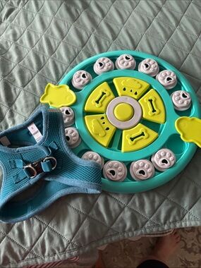 Doggy food puzzle and Harness